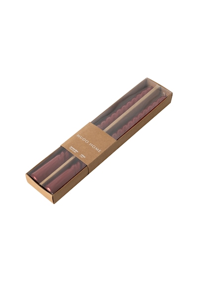 Mudo Home 2li Burgulu Şamdan Mum Bordo 25cm