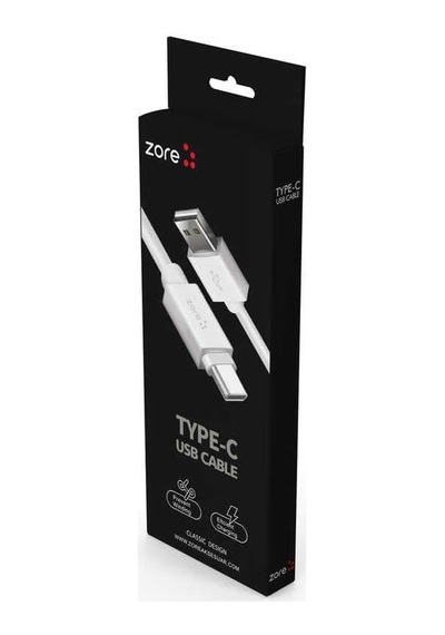 Zore Z-39 Type-c Usb Kablo Beyaz Silikon 1 Metre Hızlı Şarj Destekli Veri Aktarımı İçin Şarj Kablosu