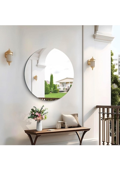 Yuvarlak Ayna, Dekoratif Ayna, Konsol Aynası, Hol Aynası, Dresuar Aynası 70çap 70 X 70 Gümüş