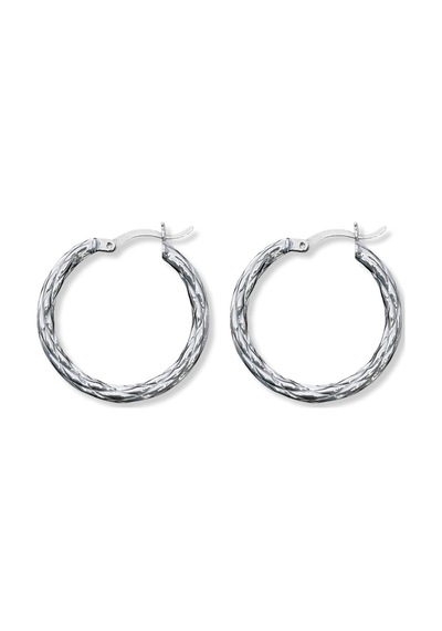 Oya Silver Örgü Desenli Kadın Gümüş Halka Küpe 2.7x2.7cm