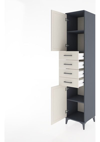 Hyperion Dolap 3 Raflı 4 Çekmeceli 2 Kapaklı 44x44x221 Antras... Antrasit