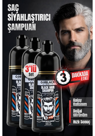 Saç Siyahlaştırıcı Şampuan 3 Lü Avantajlı Paket 400ml. X 3 Adet