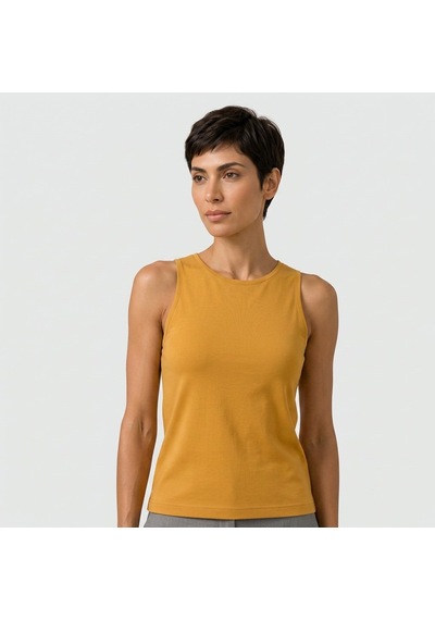 Bonbon Kadın Basic Kolsuz İçi Yarım Astarlı Tshirt Bb2538 Hardal
