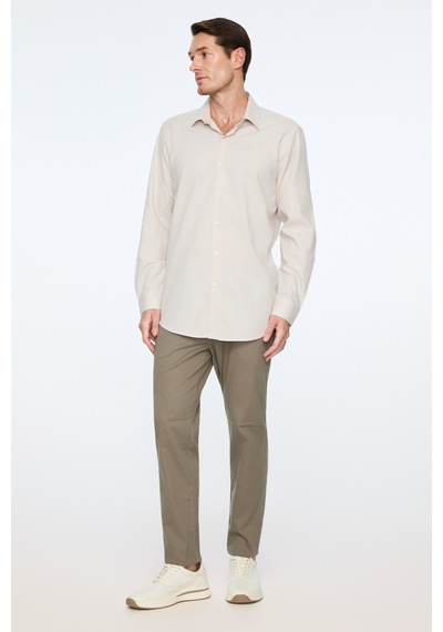 Morven Erkek Bej Basic Regular Fit Sert Yaka Gömlek 26mc004059653 Bej