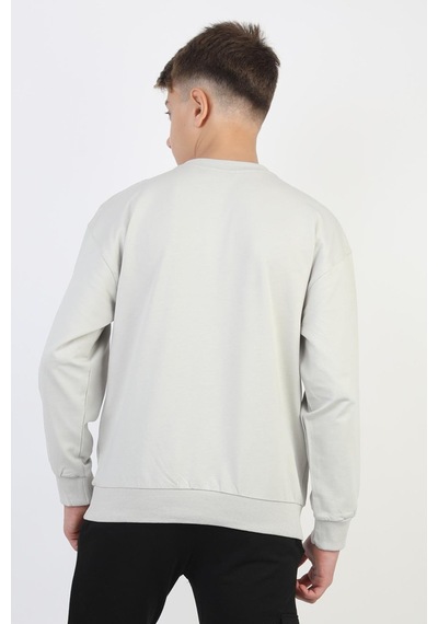 Fermuarlı Respect Baskılı Gri Erkek Çocuk Sweatshirt-90815 Gri