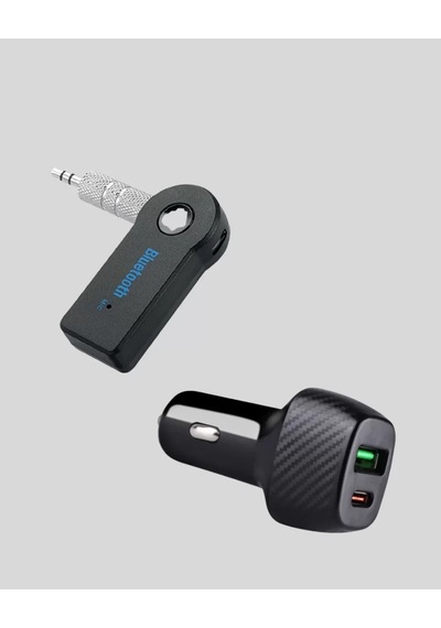 Home Aux Bluetooth Adaptör Ve 38w Hızlı Araç Şarj Cihazı Seti
