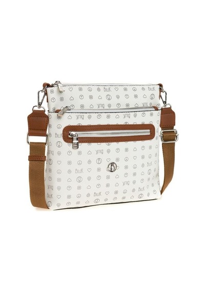 Bilik Deri Monogram Beyaz/taba Kadın Çapraz Askılı Çanta Mtş 269- 001