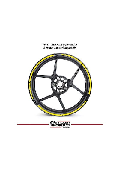 Motosiklet Jant Şeridi Jant Sticker Dekor Model Parçalı Desen Sticker Set Sarı