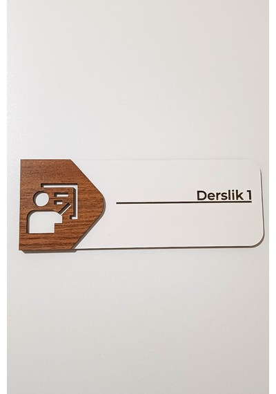 Sınıf Ve Derslik Kapı Tabelası Mdf Okul Yönlendirme Levhası 19x7 Cm Çift Katmanlı