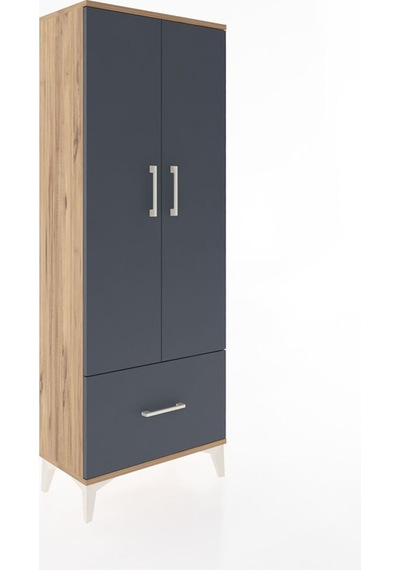 Arges Dolap 4 Raflı Tek Çekmeceli 2 Kapaklı 60x30x163 Çam-ant... Çam