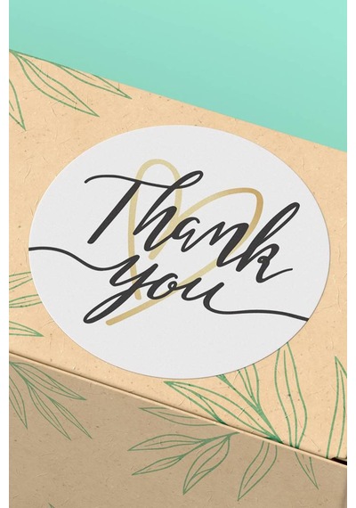 Thank You Renkli Yuvarlak Teşekkür Etiketi Sticker 3x3cm St2080 Çok Renkli