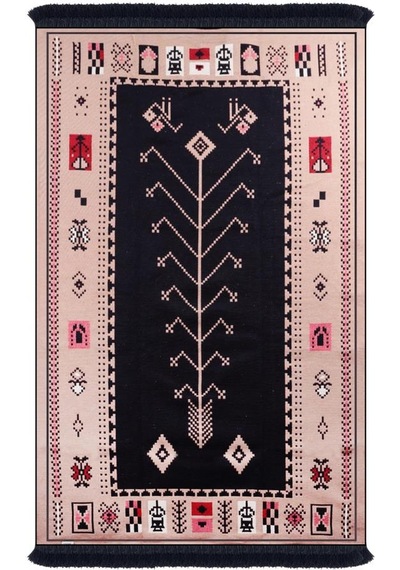 Bigghome Çift Taraflı Kilim, Makinede Yıkanabilir, Modern Desenli, 120 180 Cm, Sa1534a