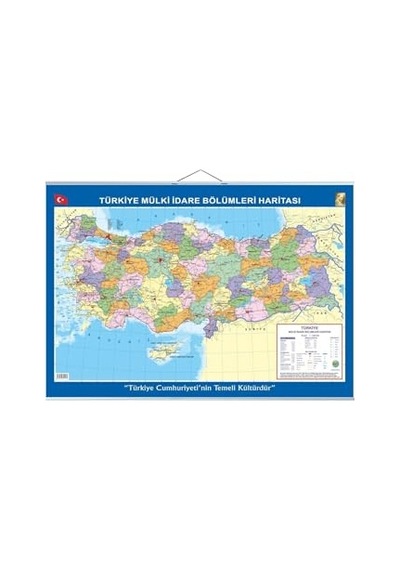 Büyük Türkiye Haritası 70x100 Cm Çift Taraflı Çıtalı Askılı Hem Siyasi Hem Fiziki, Çok Renkli 1000 x 1500 CM