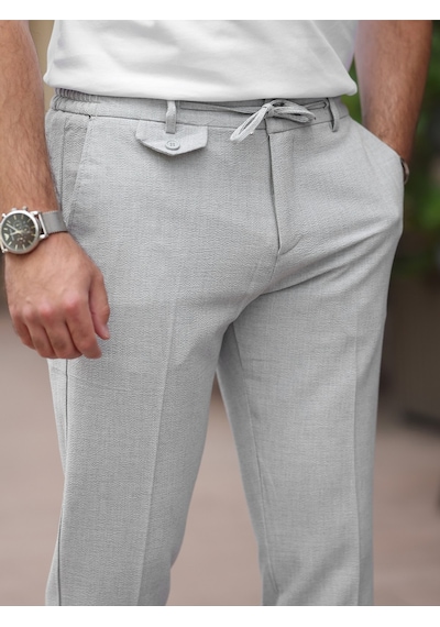 Ütü Gerektirmeyen Slim Fit Gofre Jogger Gri