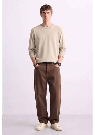 Barrels And Oıl Erkek Bisiklet Yaka İnce Sweatshirt 5074 - Bej Bej