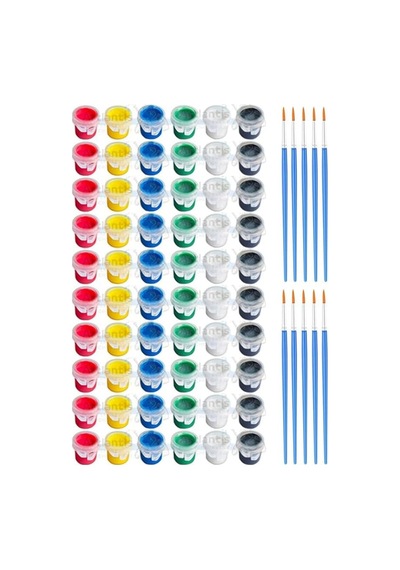 Akrilik Boya 3 Ml 6 Renk Resim Fırçası 10 Paket Mini Küçük Akrilik Boya Taş Ahşap Seramik Tuval Alçı Tuval Etk