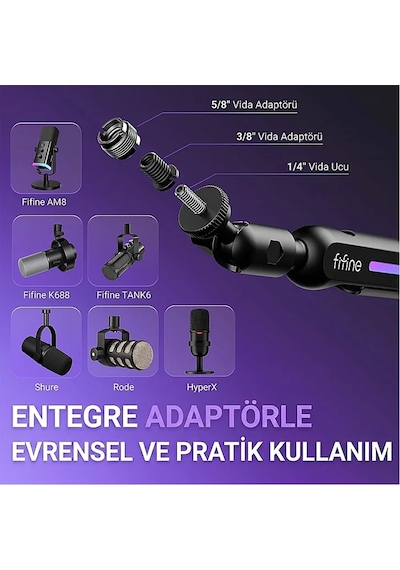 Fifine Bm88pro Rgb Low Profile Masaüstü Mikrofon Standi