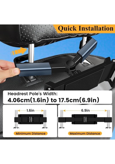 Tablet Bilgisayar Standı, 360 Derece Dönebilir Araç Başlık Standı, Uzatılabilir Araç İçi Tablet Tutucu, 4.7-12.9 İnç Tüm Tabletler Ve Telefonlar İçin Uyumlu