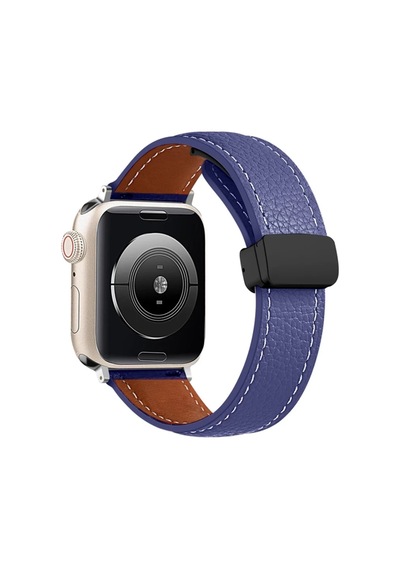Newface Apple Watch 38mm Kr414 Daks Deri Kordon - Lacivert Diğer