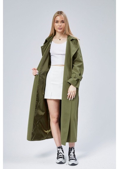Kadın Oversize Kuşaklı Trençkot Haki