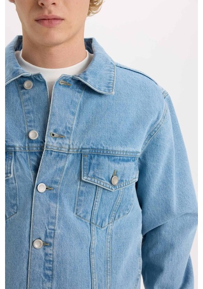 Defacto %100 Pamuk Regular Fit Jean Ceket E0835ax25spnm39 Mavi-nm39