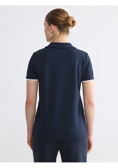 Lcw Comfort Lacivert Polo Yaka Kadın Tişört