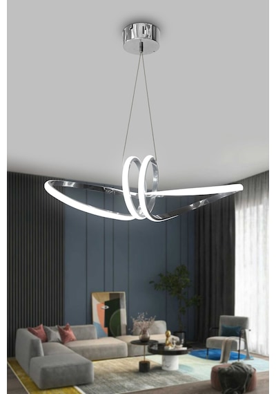 Papyon Toplu Modern Sarkıt Led Avize - - Kumandalı / Krom Krom