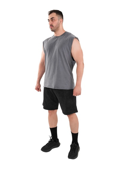 Kingsize Nutrition Kingsize Darksteel Antik Yıkamalı Kolsuz T-shirt Füme Füme