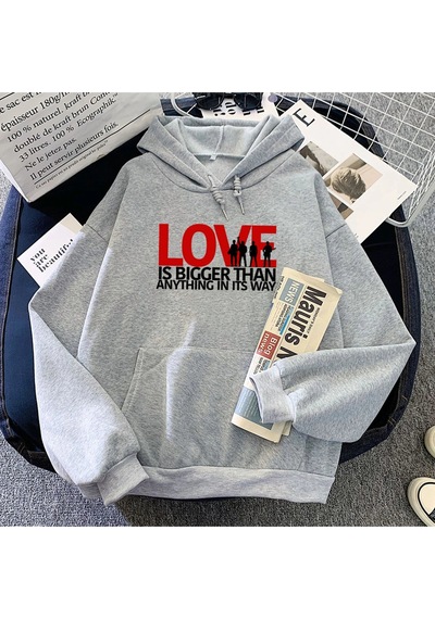 Startmore Gri Aşk Yolunda Her Şeyden Daha Büyüktür Hoodies Rock Band U2 Hip Hop Larle Gri