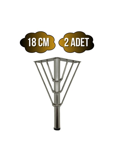 Metal Tel Boru Desenli Ayak Mobilya Masa Ve Dolap Ayağı Krom Metal 18cm 2 Adet
