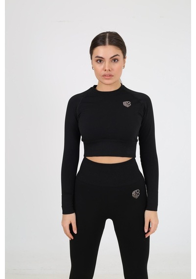 Sportonex So22F005 Seamless Kadın Crop Siyah