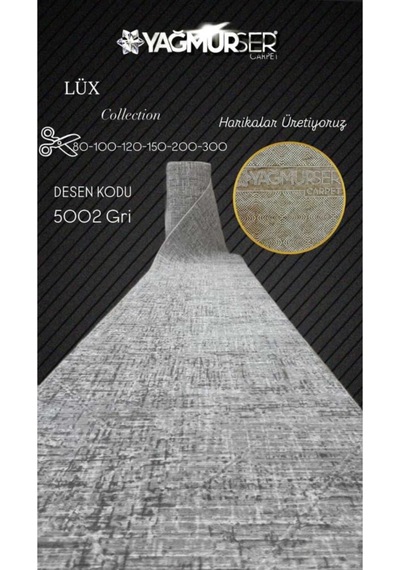 Nesrin Kaymaz Jel Taban Modern Kesme Yolluk Salon Halisi Gri Beyaz Desenli