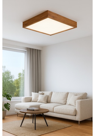 Ahşap Çerçeveli Led Panel Aydınlatma Enerji Tasarruflu Avize 60 60 Cm 3200k Gün Işığı Ahşap