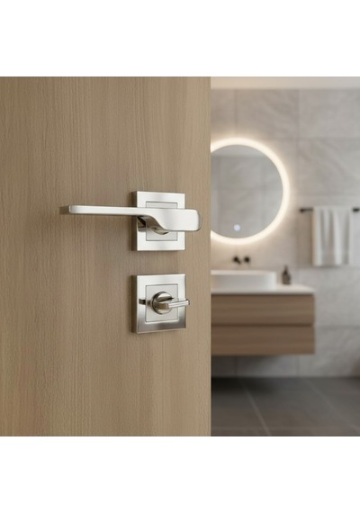 Sese Veroni Modeli Kare Rozetli Wc Kapı Kolu Nikel Saten 200-94r-02-53