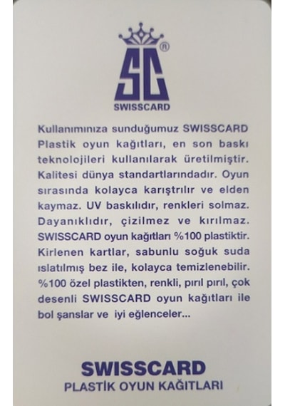 Plastik İskambil Kağıdı Swisscard 2 Deste Oyun Kartı