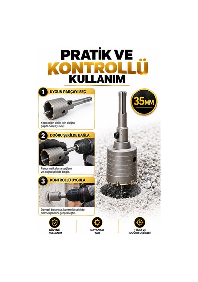 Beton Delme Ucu 35 Mm Sds Plus Uyumlu