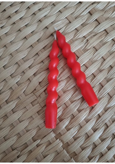 Kırmızı Renkli Spiral, Burgulu Pinterest Model Şamdan Mum 2' Li Set