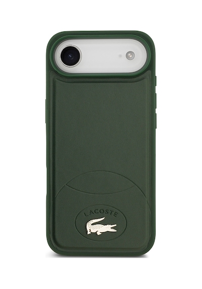 Apple Uyumlu iPhone 17 Air Kılıf Lacoste Lisanslı M-safe Şarj Özellikli Pu Deri Metal Logolu Kapak Yeşil Yeşil