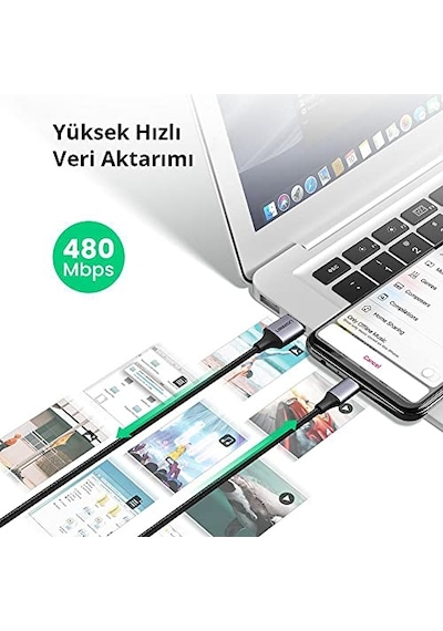 Örgülü Micro-usb &amp Usb-a Data Ve Şarj Kablosu, 1.5 Metre, Siyah Diğer