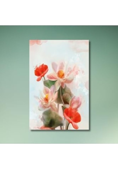 Tekli Dikey Kanvas Duvar Tablosu Soyut Gelincik Çiçeği Dizayn, 50 X 70 -
