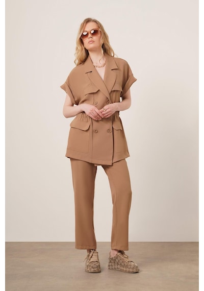 Ftz Women Kadın Crep Pantolonlu Takım Vizon 31173 Vizon