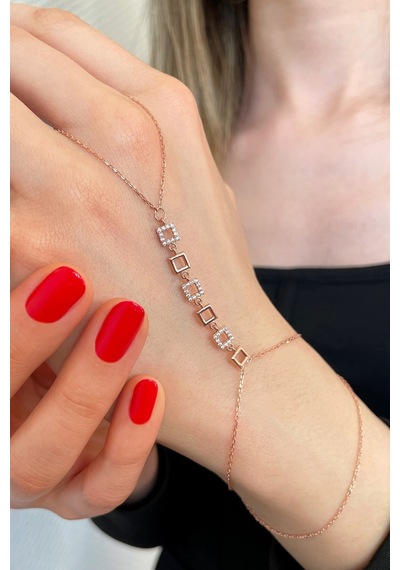 925 Ayar Gümüş Rose Sıra Kareler Şahmeran - 45100401 Rose Gold