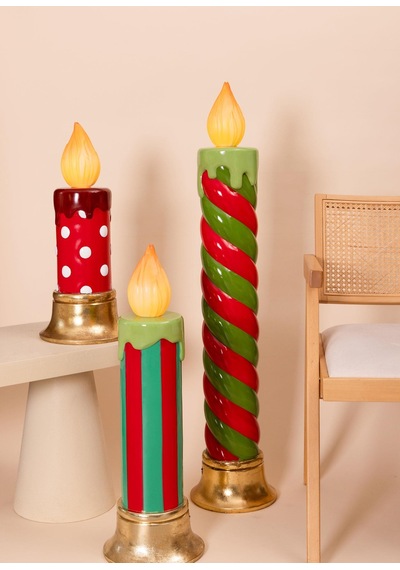 The Mia Dekoratif Led Işıklı Yılbaşı Mumu 25x25x74 Cm 1 Adet