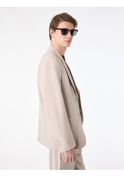Koton Regular Fit Uzun Kollu Cepli Düğmeli Gömlek Yaka Blazer Ceket Bej 6sam50005nw Ekru