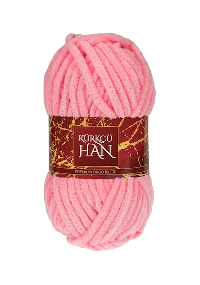 Kürkçü Han Lüks Kadife 100gr 60m El Örgü İpi Açık Pembe
