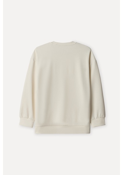 Mudo Kadın Kadın Ekru Loose Fit Modal Karışımlı Bisiklet Yaka Sweatshirt 1271397