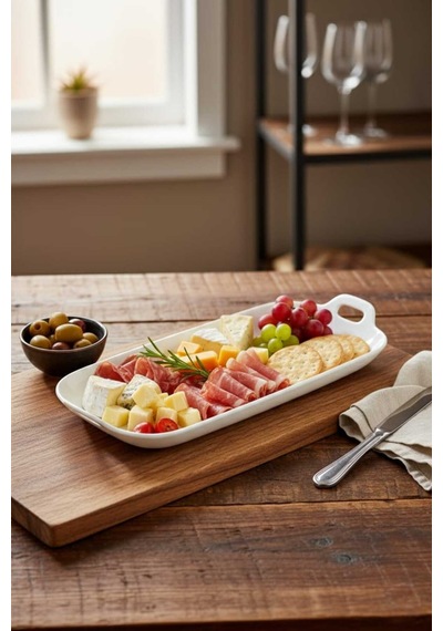 31 Cm Porselen Kulplu Sunum Ve Kahvaltılık Tabağı Beyaz - 757308163 Beyaz