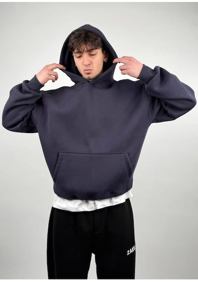 Zaee Basic Oversize Hoodie Gece Mavi
