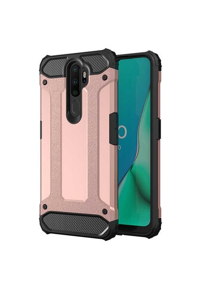 Noktaks - Oppo Uyumlu Oppo A5 2020 - Kılıf Çift Katman Zırh Tank Crash Military Kapak - Rose Gold