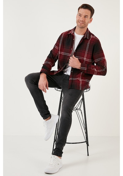Buratti Ekoseli Uzun Kollu Slim Fit Kışlık Erkek Gömlek Cf21W112844 Bordo Buratti Ekoseli Uzun Kollu Slim Fit Kışlık Erkek Gömlek Cf21W112844 Bordo